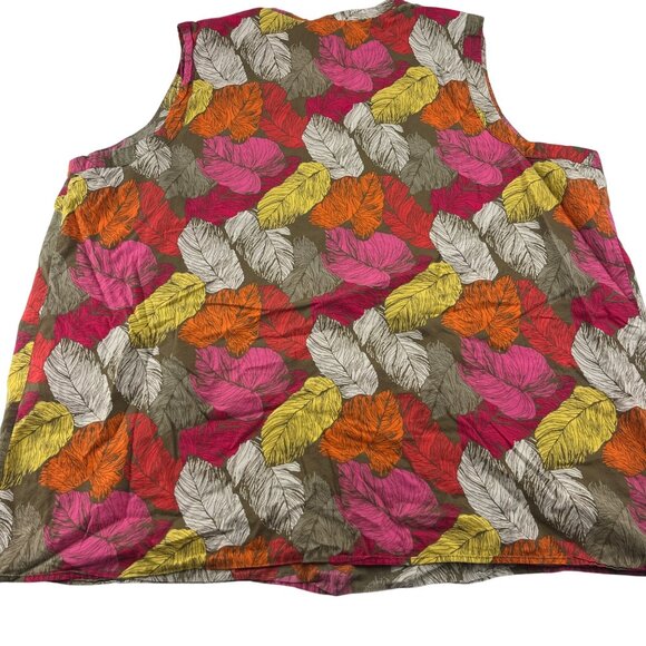 Liz & Me Womens Plus Size Sleeveless Blouse 3X 26/28W Multicolor Leaf Print - Picture 5 of 5
